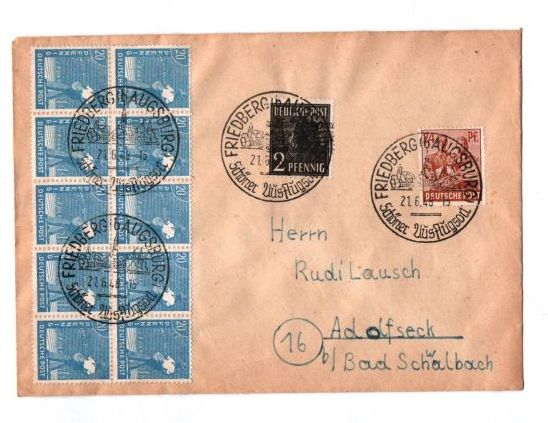 Brief 1948 Friedberg bei Augsburg MF 
