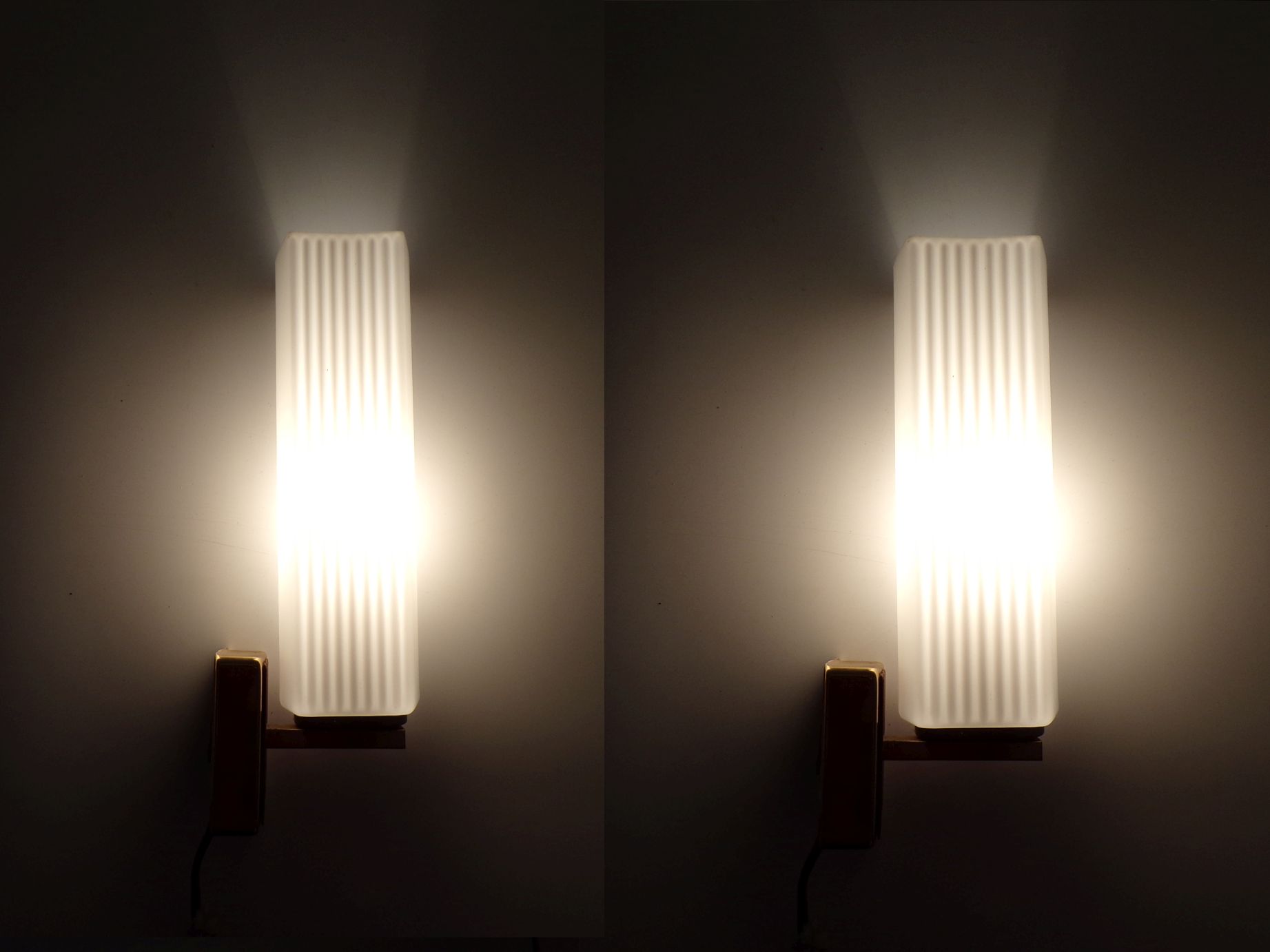 Wandleuchten 2 Stück DDR Wandlampe Weiß Gold E14 Vintage Art Deco 