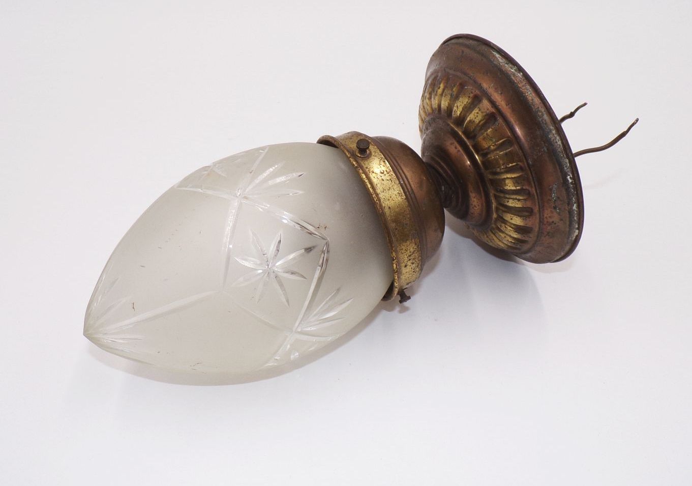 Alte Deckenleuchte Antik um 1900 Messing Glas E27 Lampe