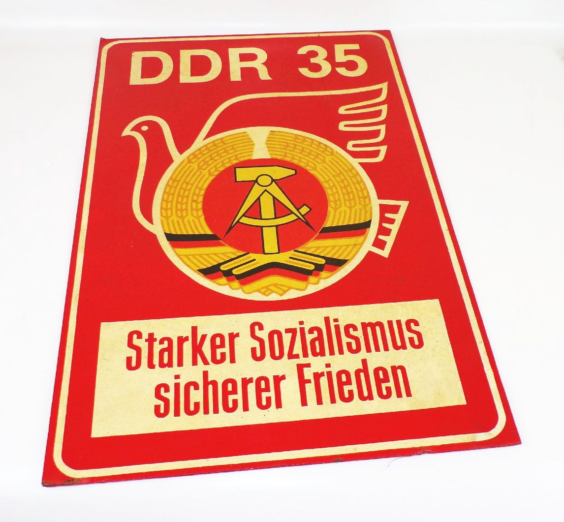 Altes Schild DDR 35 Starker Sozialismus sicherer Frieden Propaganda GDR Deko