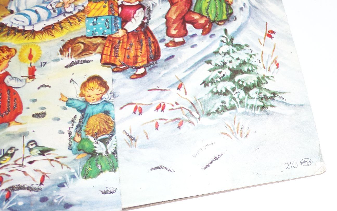 Alter Adventskalender Amag 210 Western Germany Kinder Jesus Baby Vintage