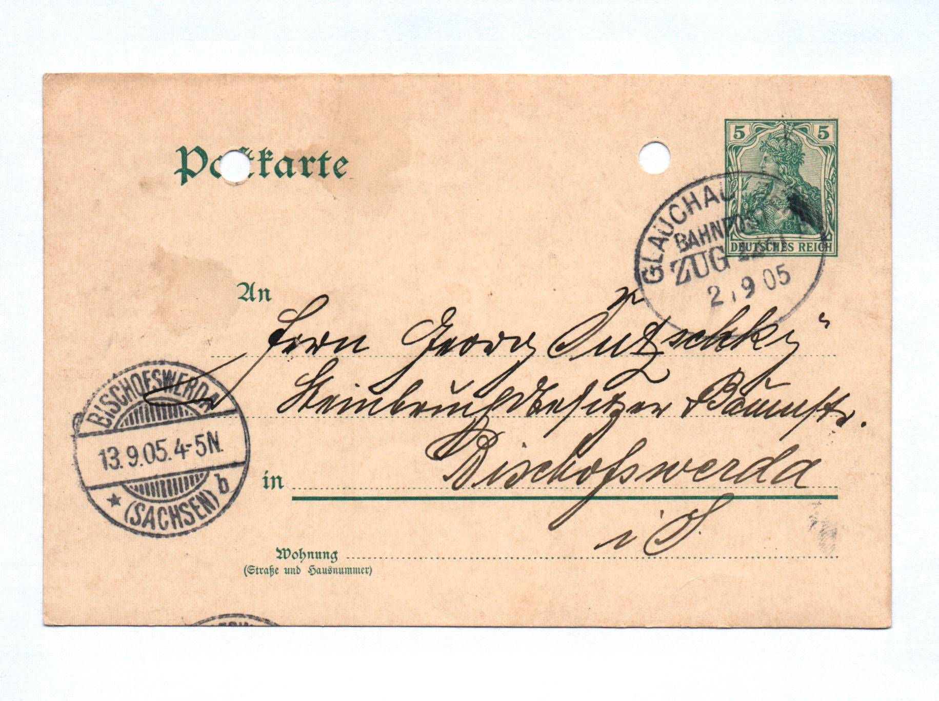 Bahnpost Bischofswerda Postkarte 1905