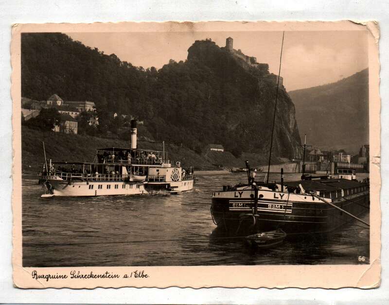 Ak Photo Burgruine Schreckenstein an der Elbe 1932