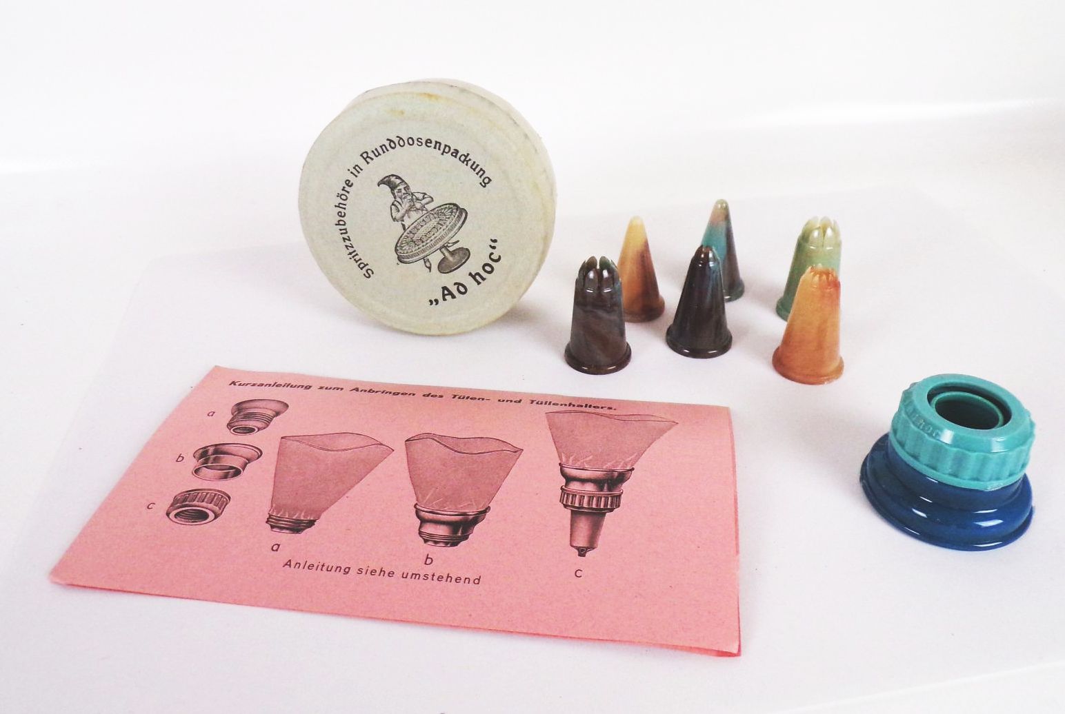 Tüllen Set für Spritzbeutel Zelluloid DRGM 1930er NOS OVP