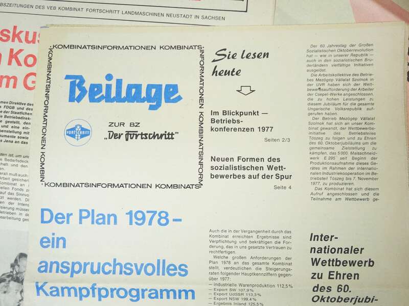 Konvolut Zeitungen Der Fortschritt SED VEB Landmaschinen Neustadt 1978