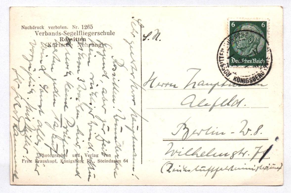 Ak Rossitten Verbands Segelfliegerschule 1935 Ostpreußen Krauskopf Ak Rossitten Verbands Segelfliegerschule 1935 Ostpreußen Krauskopf