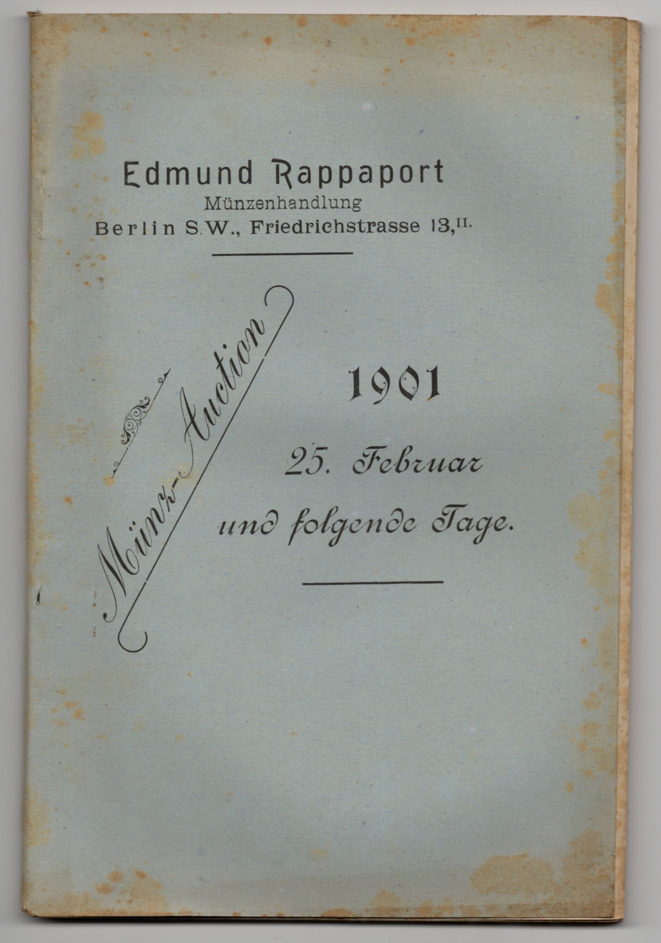 Edmund Rappaport Berlin Katalog Münzen Auktionskatalog 1901
