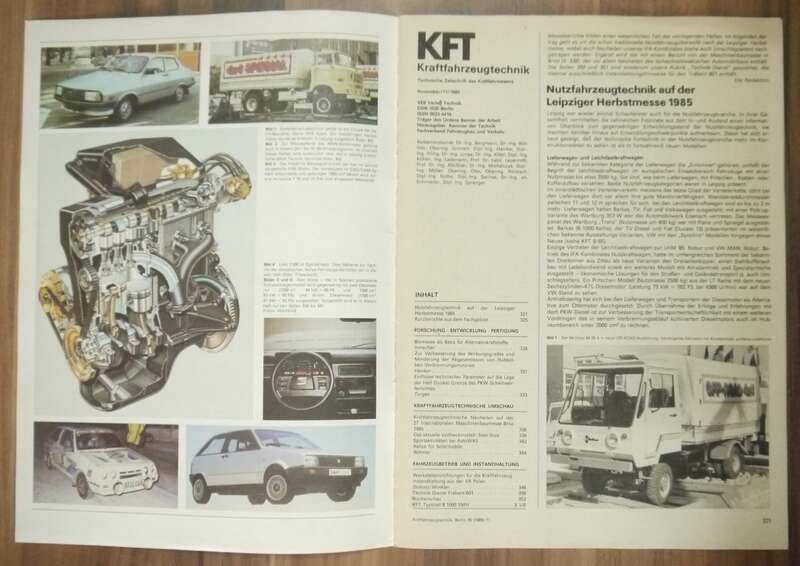 KFT VEB Verlag IFA ROBUR November 1985 Messeberichte Leipzig und Brno