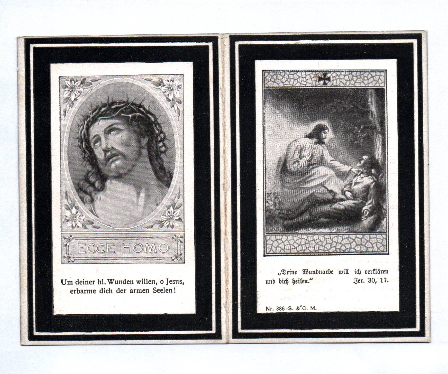 Sterbebild 1918 Architekt Rosenheim Pionier bayerischer Ballonzug 1918 Sterbebild 1918 Architekt Rosenheim Pionier bayerischer Ballonzug 1918