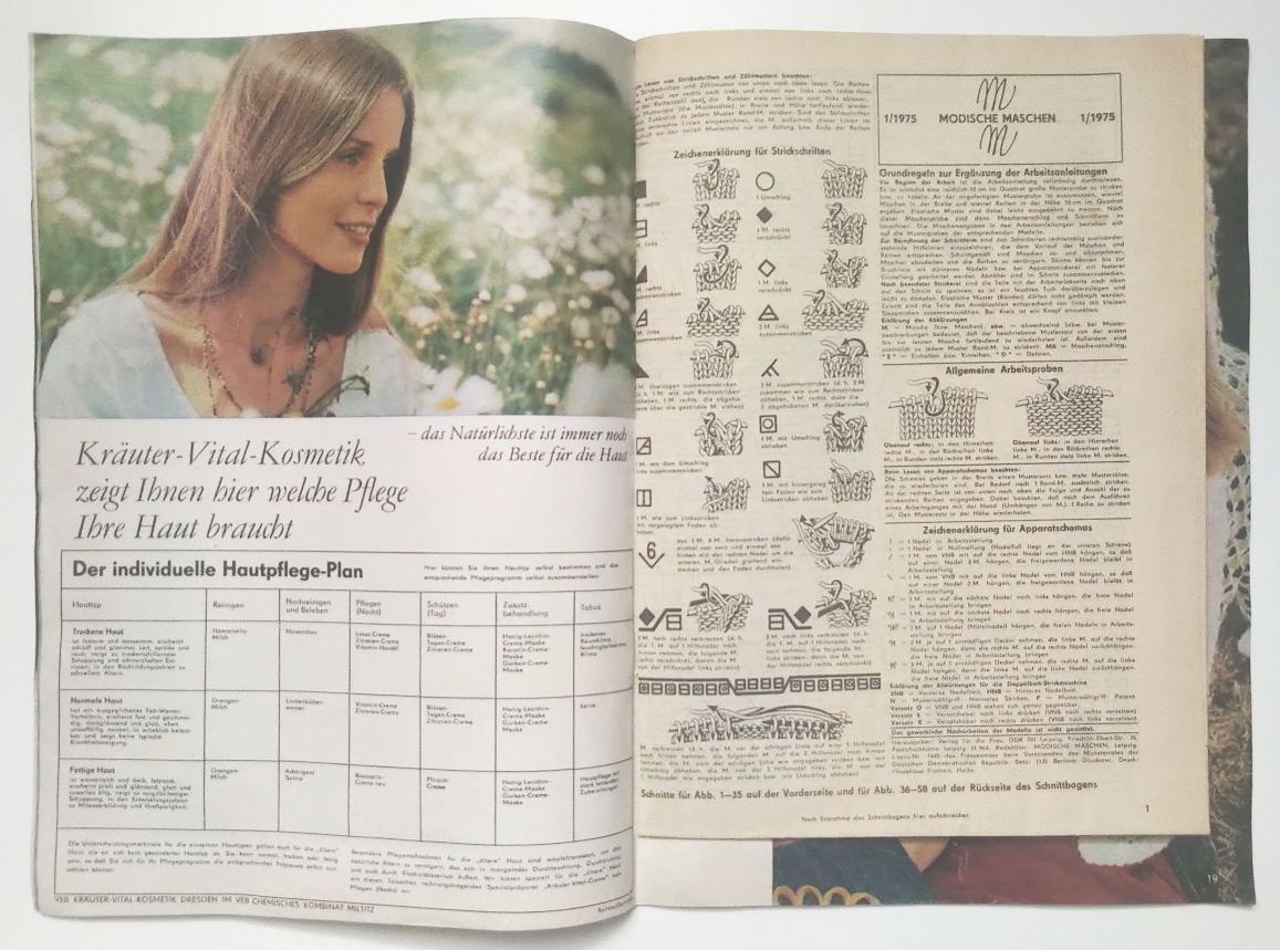 Modische Maschen 1975 Nr 1 Mode Zeitung mit Schnittmusterbogen Modische Maschen 1975 Nr 1 Mode Zeitung mit Schnittmusterbogen