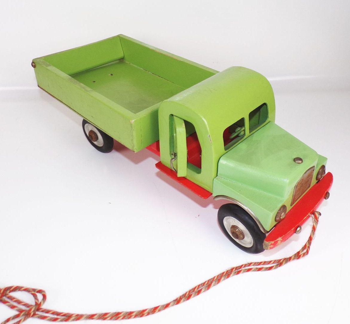 Alter Holz Lastwagen Pritschenwagen Grün Holzspielzeug DDR