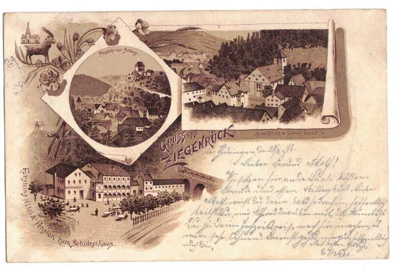 Litho Ak Gruss aus Ziegenrück Hotel Pension Schützenhaus 1896 