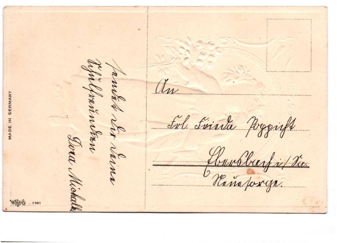 Jugendstil Ak Mädchen mit Hund und Rosen geprägt um 1910