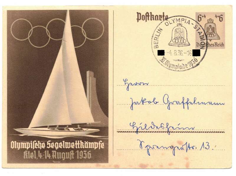 Ganzsache Olympische Segelwettkämpfe 1936 Postkarte P261 (B6