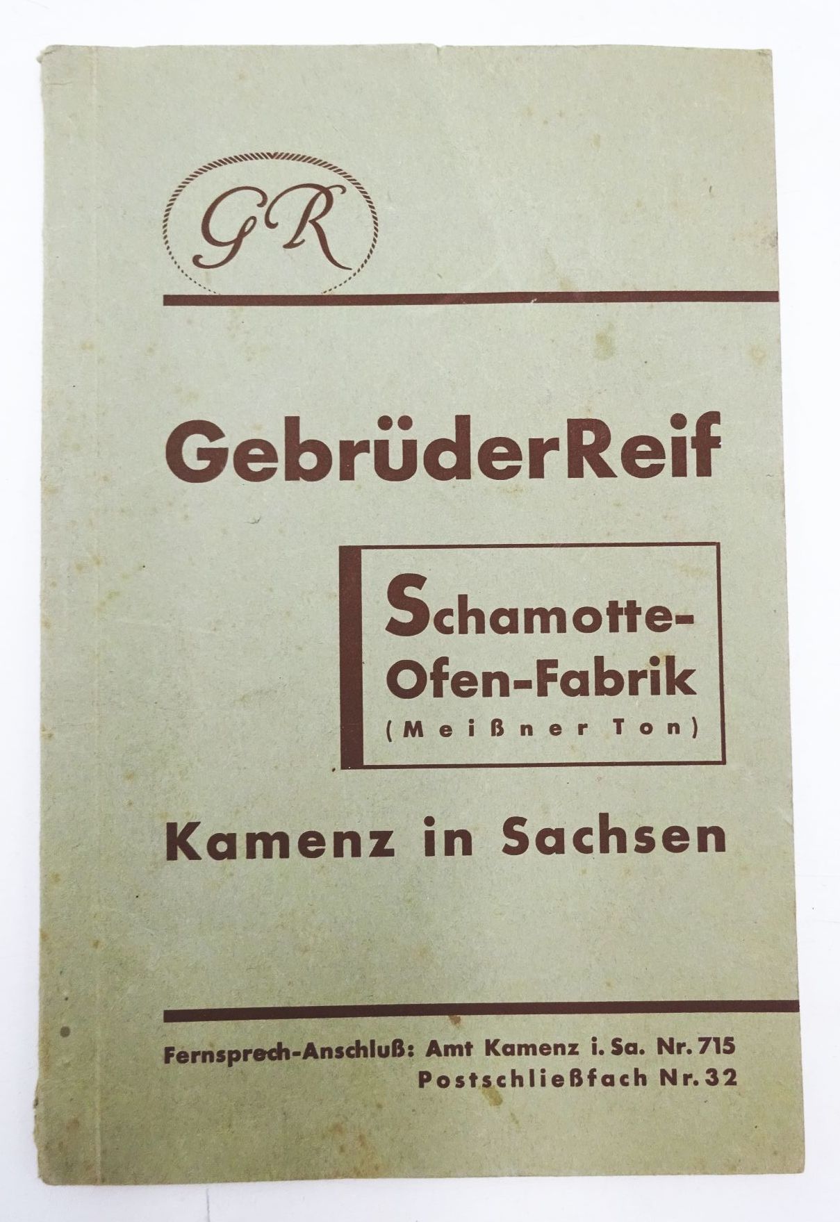 Katalog Gebrüder Reif Schamotte Ofen Fabik Kamenz Sachsen um 1930