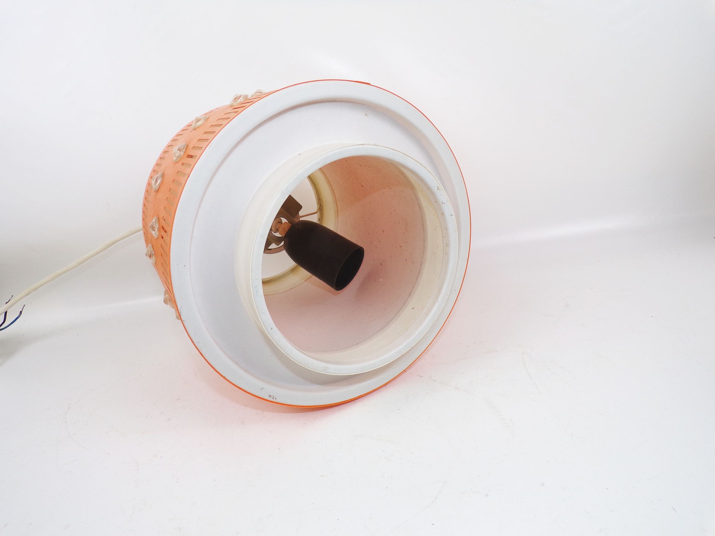 DDR Deckenleuchte Weiss Orange E27 Pendellampe Retro Lampe 