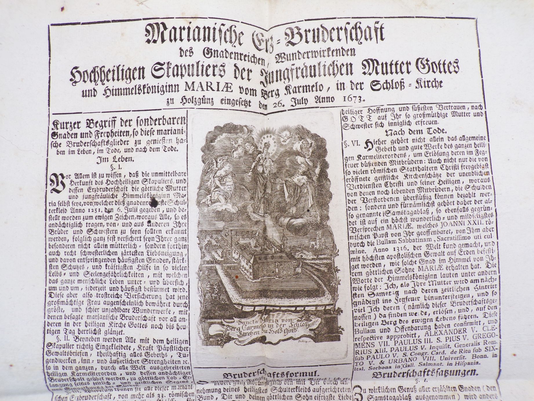 Dokument 1868 Betritt Marianische Erz Bruderschaft Schloßkirche Holzgünz