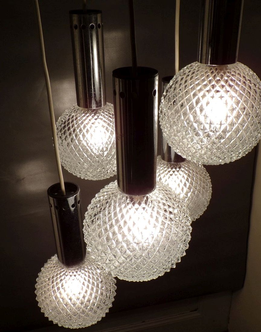 Alte Kaskadenlampe 5er Deckenleuchte Pendellampe 1970er Rund Alte Kaskadenlampe 5er Deckenleuchte Pendellampe 1970er Rund