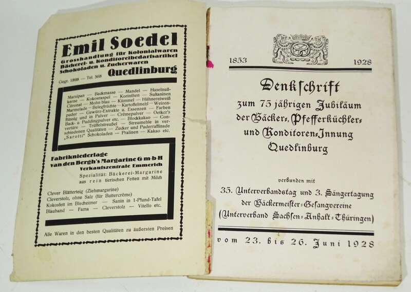 Bäcker Pfefferküchler Konditor Innung 75 Jahre Quedlinburg 1928