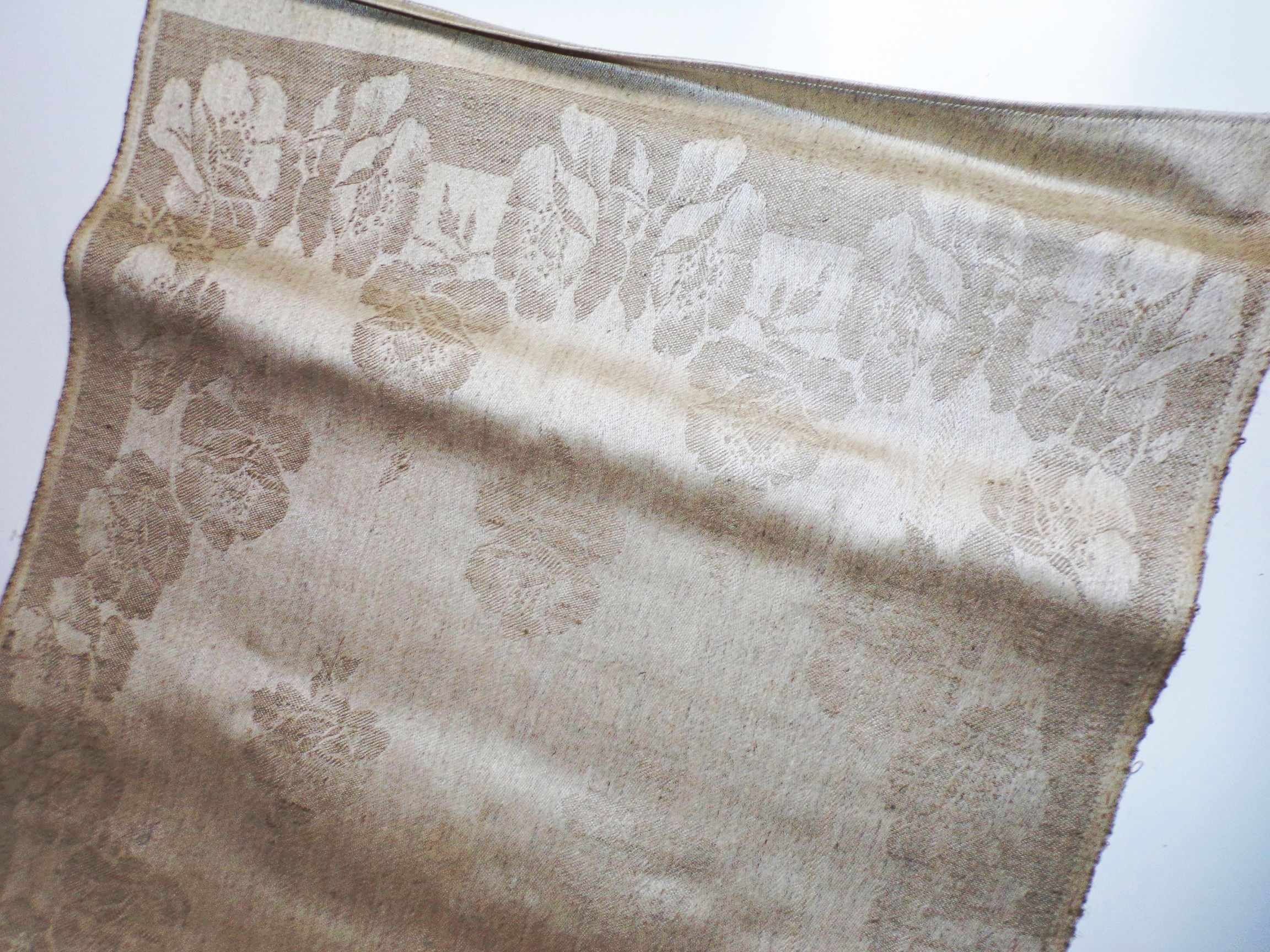 Altes Leinen Damast Geschirrtuch Küchentuch Rosen Dekor 