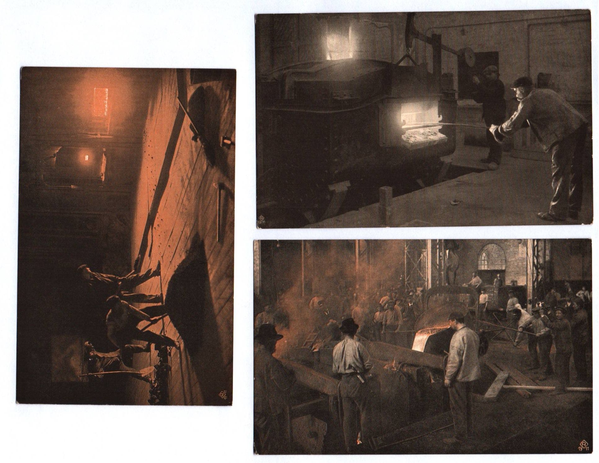 5 x Ak Industrie Stahlbau 1911 Eisengießerei Elektroofen Hochofen Ruhrpott