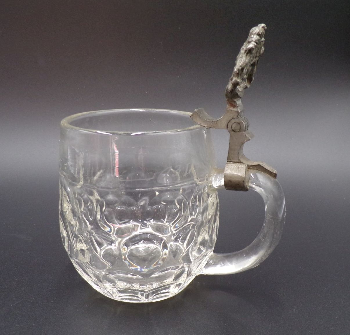 Alter Bierkrug aus Glas ohne Zinndeckel Sachsen Wappen um 1900 Alter Bierkrug aus Glas ohne Zinndeckel Sachsen Wappen um 1900