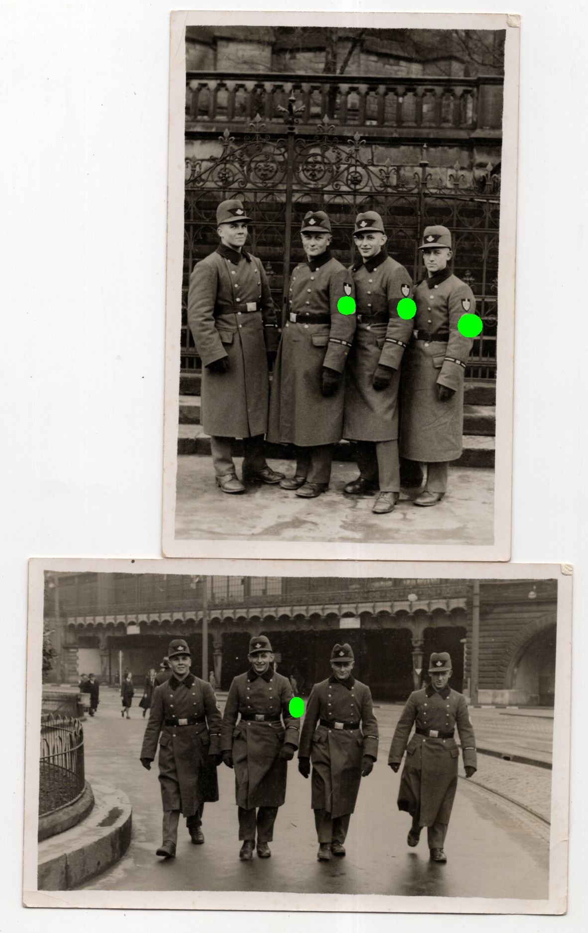 Foto Ak RAD Soldaten Köln 1939 Straßenszene Ärmelband 2 Stück
