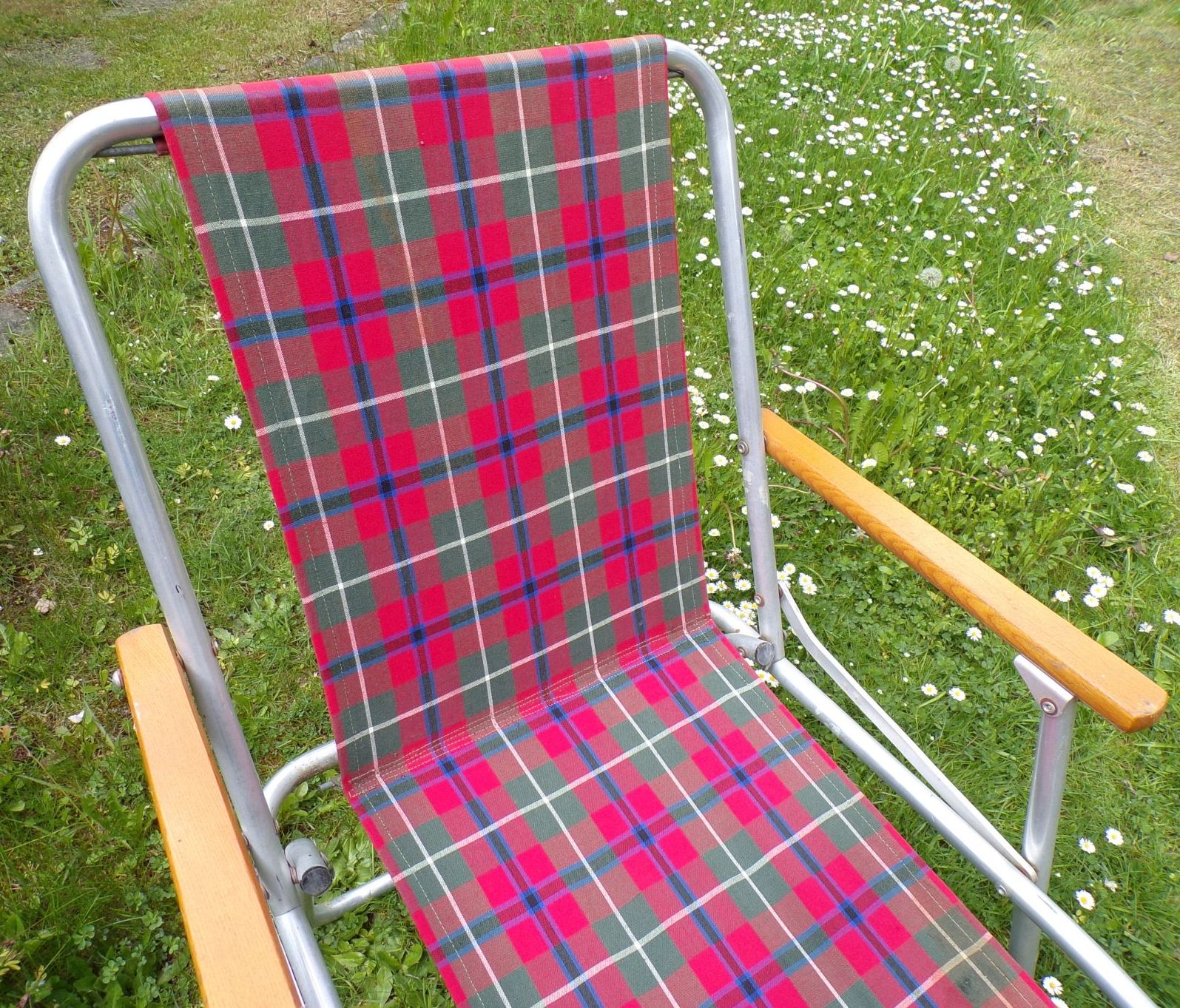Alter DDR Campingstuhl Karo Muster Retro DDR Klappstuhl true vintage 