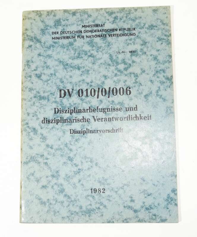 MdI DV010/0/006 Disziplinarbefugnisse und disziplinarische Verantwortlichkeit 1982 NVA