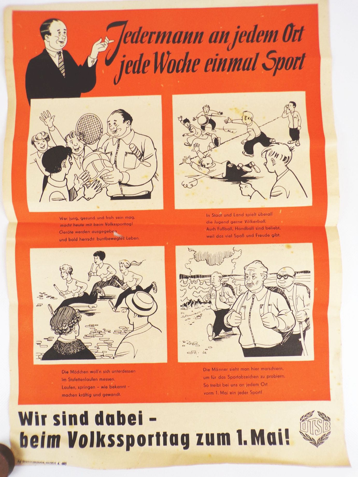 Altes Plakat DTSB Volkssporttag DDR 1960 Sport 1 Mai Poster