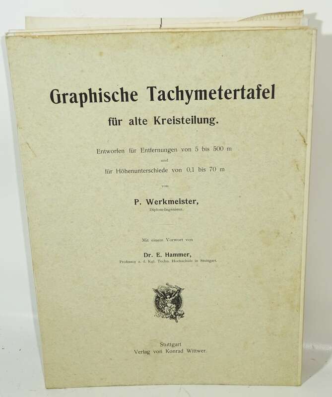 Graphische Tachymetertafel für alte Kreisteilung P.Werkmeister / Hammer um 1890 !