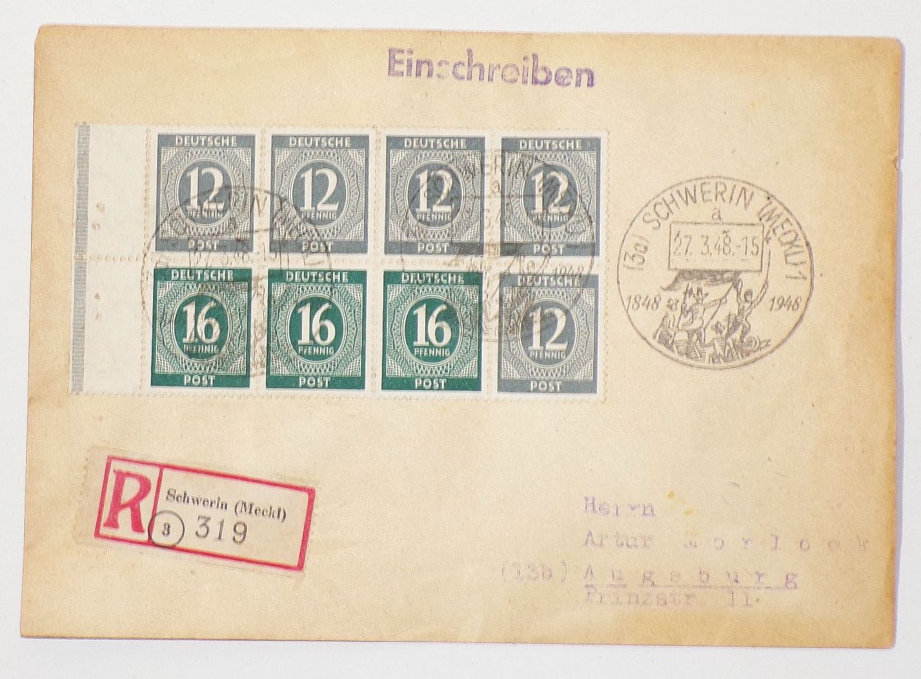 R Brief H Blatt 123 Schwerin Mecklenburg 1948