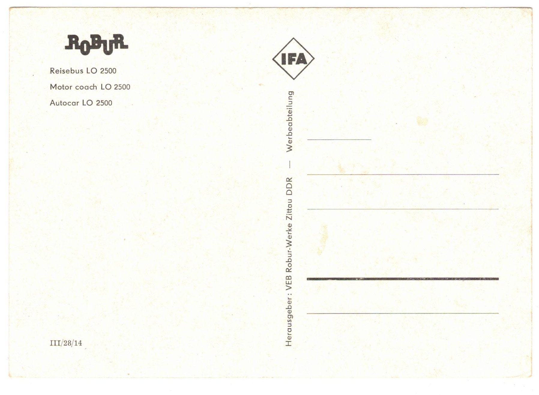Ak Robur Reisebus LO 2500 Ifa Zittau 1970er 