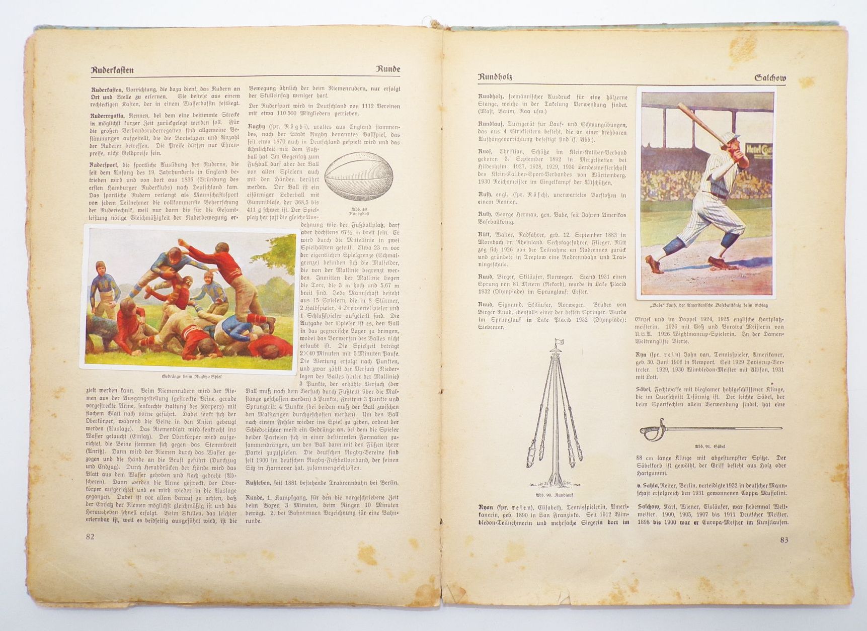 Sammelbilderalbum Handbuch des Sports 1932 mit Babe Ruth trading card