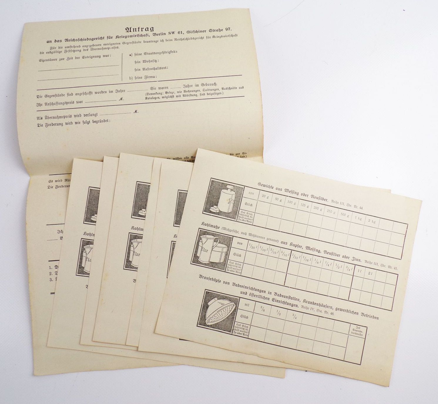 Dokumente 1 Wk blanko Beschlagnahme Orgel Lebensmittel Dokumente 1 Wk blanko Beschlagnahme Orgel Lebensmittel