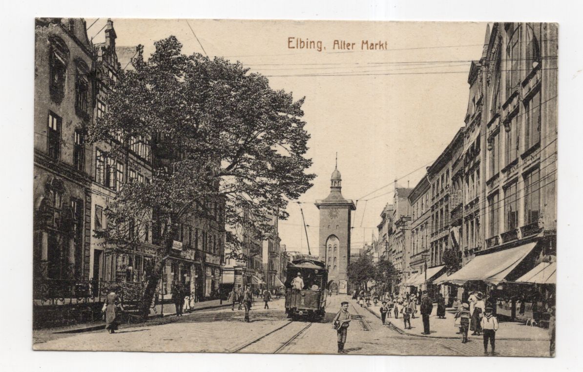 Ak Elbing Ostpreußen Alter Markt Straßenbahn 1915 Feldpost Stempel