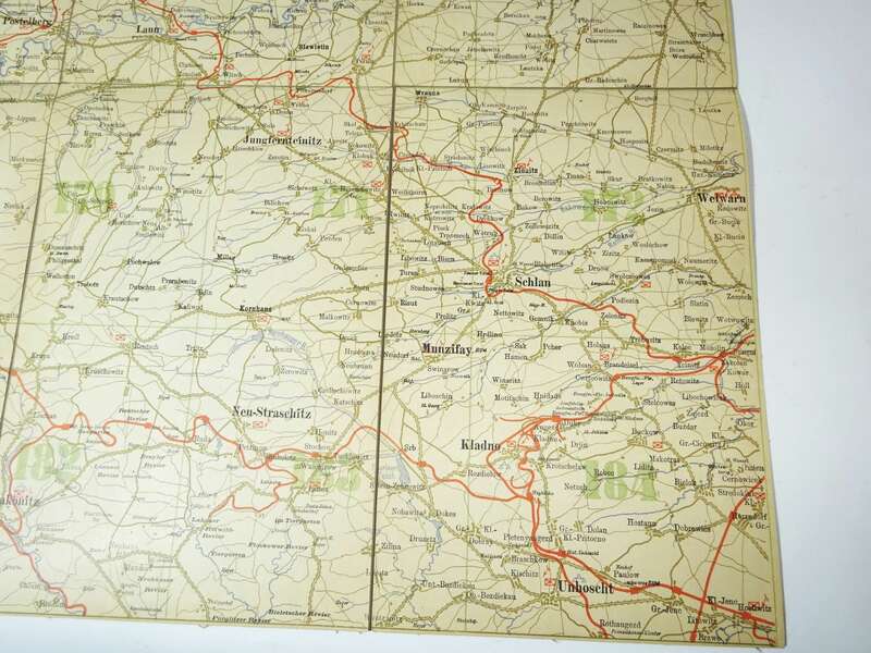 Landkarte Leitmeritz Kladno Postelberg Leinenlandkarte Tschechien