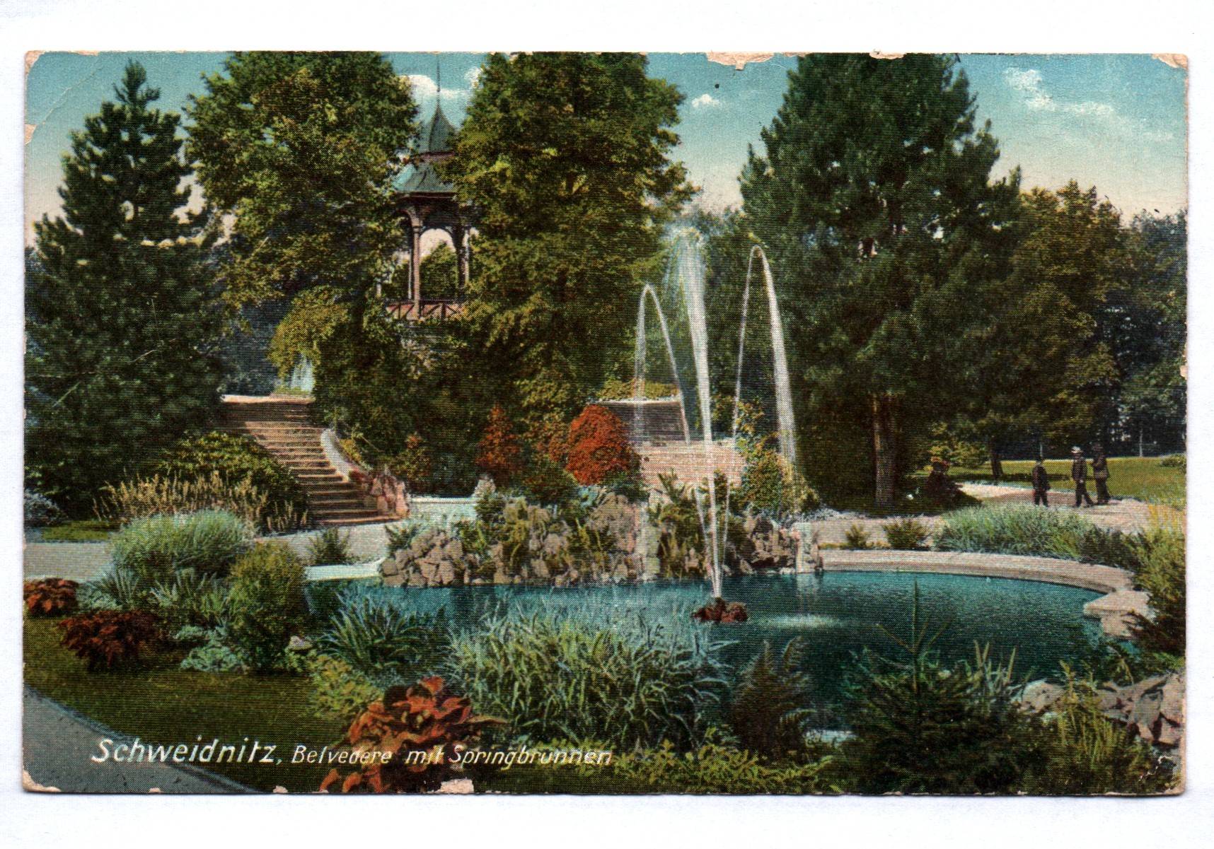 Ak Schweidnitz Belvedere mit Springbrunnen 1911