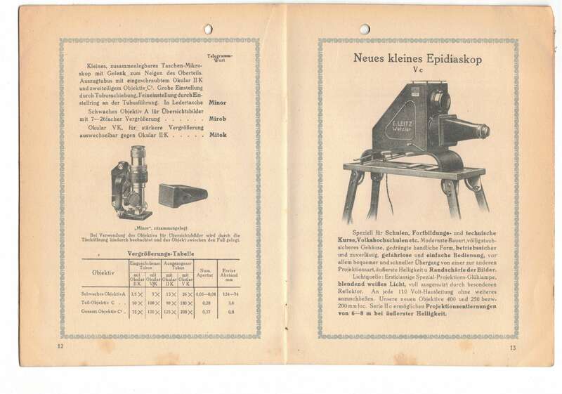 Reklame Prospekt Leitz Wetzlar Mikroskope 1925 vintage Print Sammler !