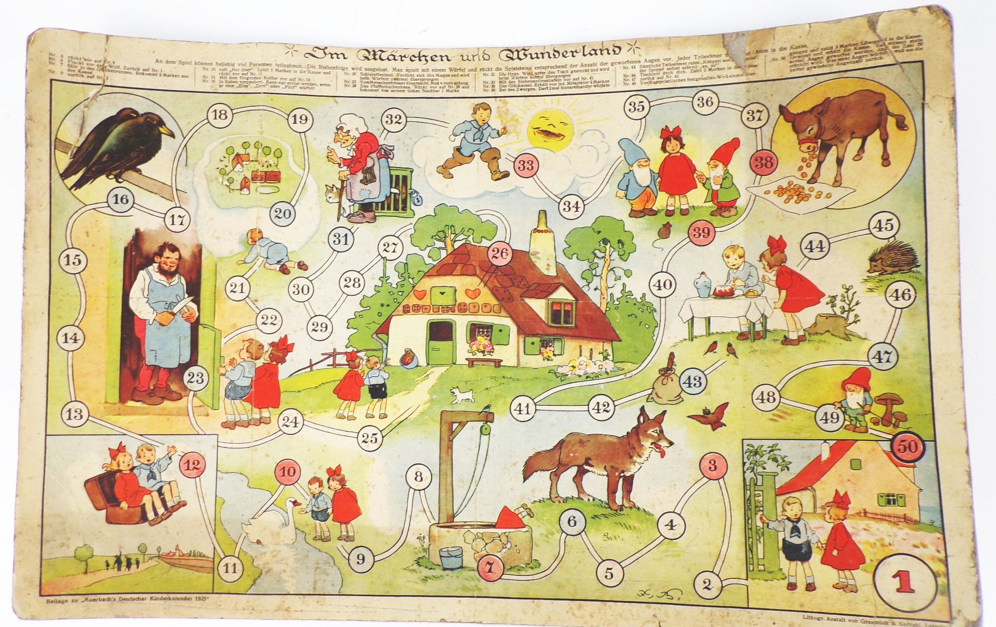 Fritz Baumgarten Spielbrett Im Märchen und Wunderland Auerbach Kinderkalender