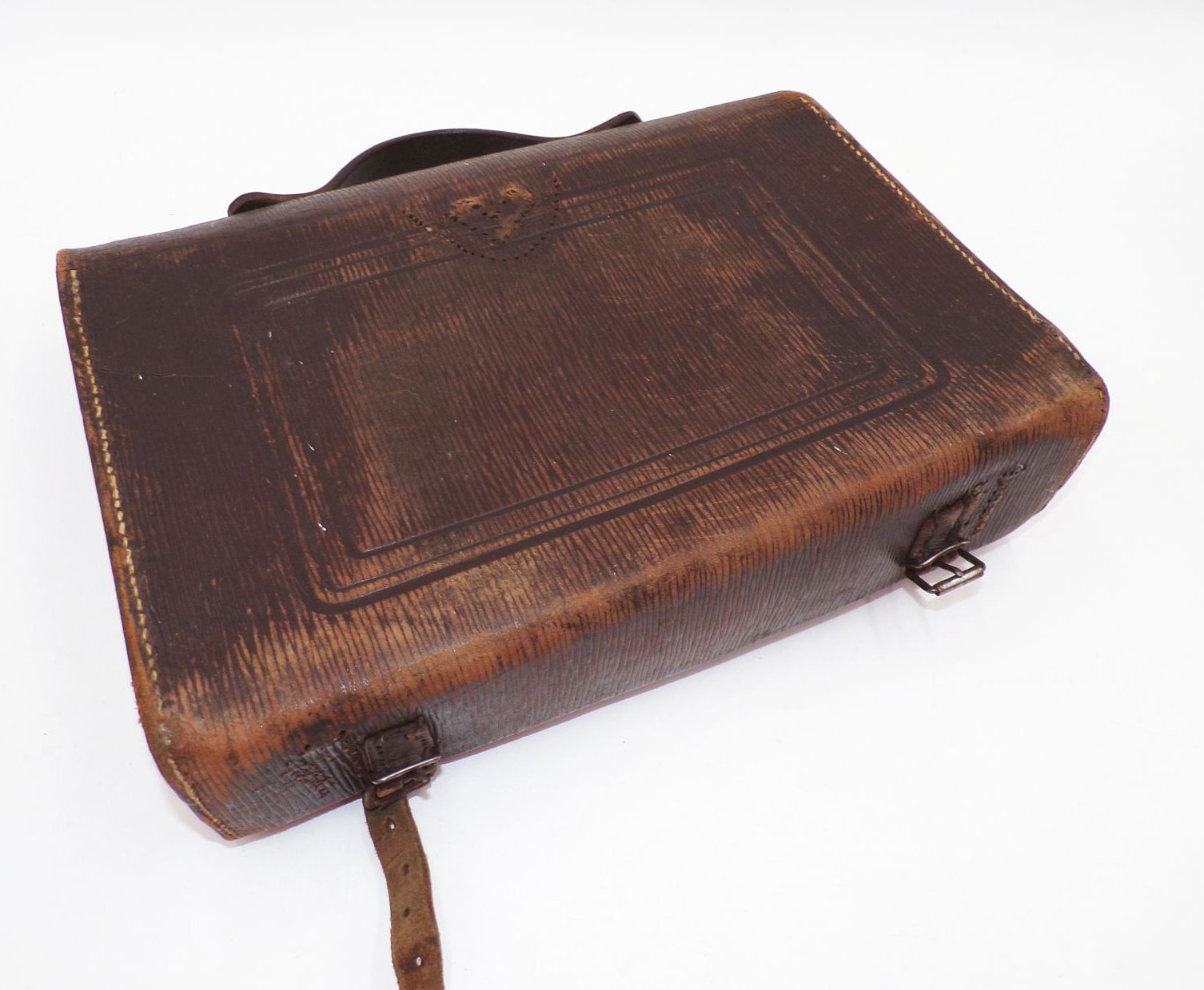 Alter Schulranzen aus Leder true Vintage Tragetasche Schultasche 