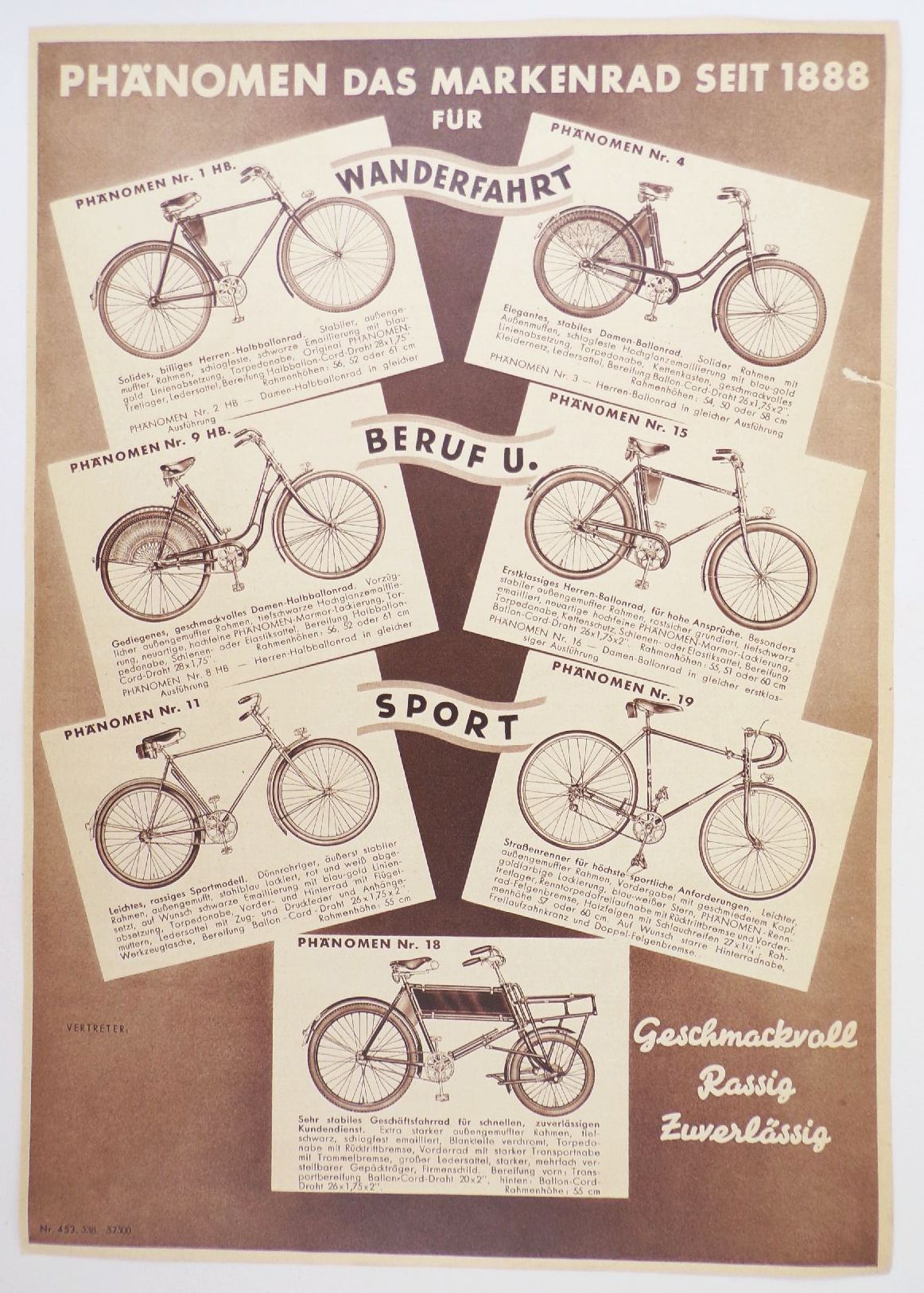 Phänomen Fahrrad Zittau Werbeblatt 1938 Reklame Sammler bicycle 