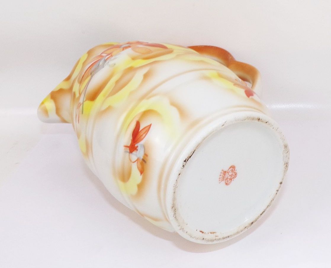 Alte Spritzdekor Kakaokanne Blumen 