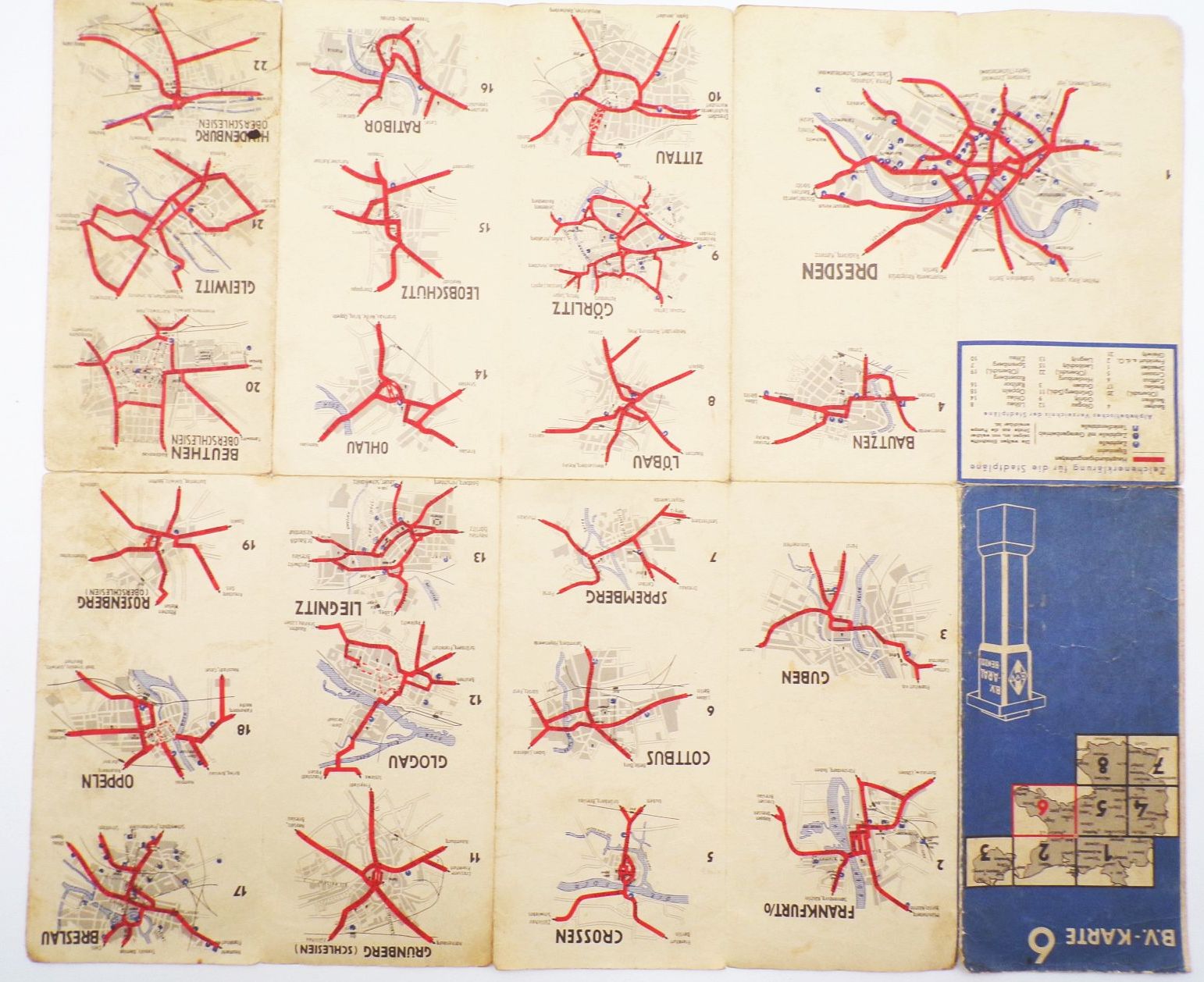 BV Aral Landkarte Schlesien Glatz Beuthen Breslau Glogau Görlitz 1930 er