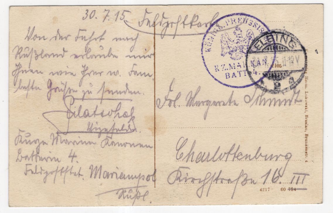 Ak Elbing Ostpreußen Alter Markt Straßenbahn 1915 Feldpost Stempel