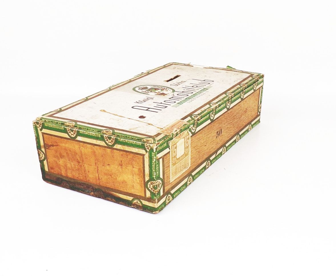 Alte Zigarrenkiste königlich sächsischer Automobilklub Arndt & Hord Dresden