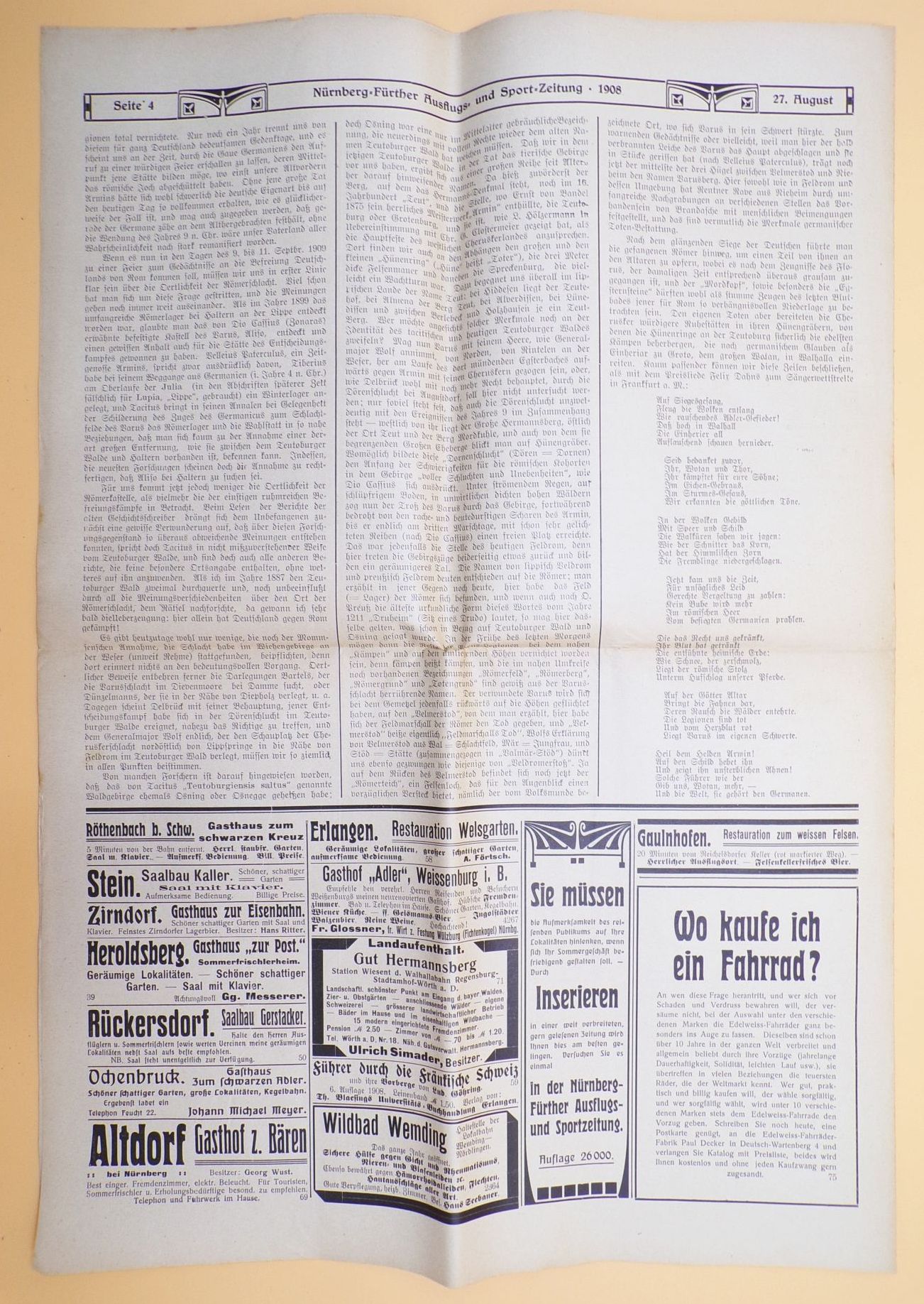 Nürnberger Fürther Ausflugs und Sport Zeitung 1908 