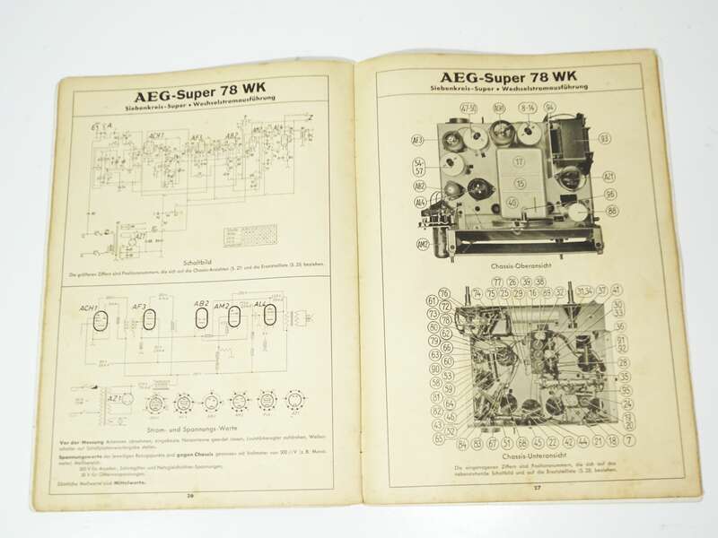 AEG Rundfunkgeräte 1938 1939 Geräte Aufbau Schaltplan Radio Fachmann