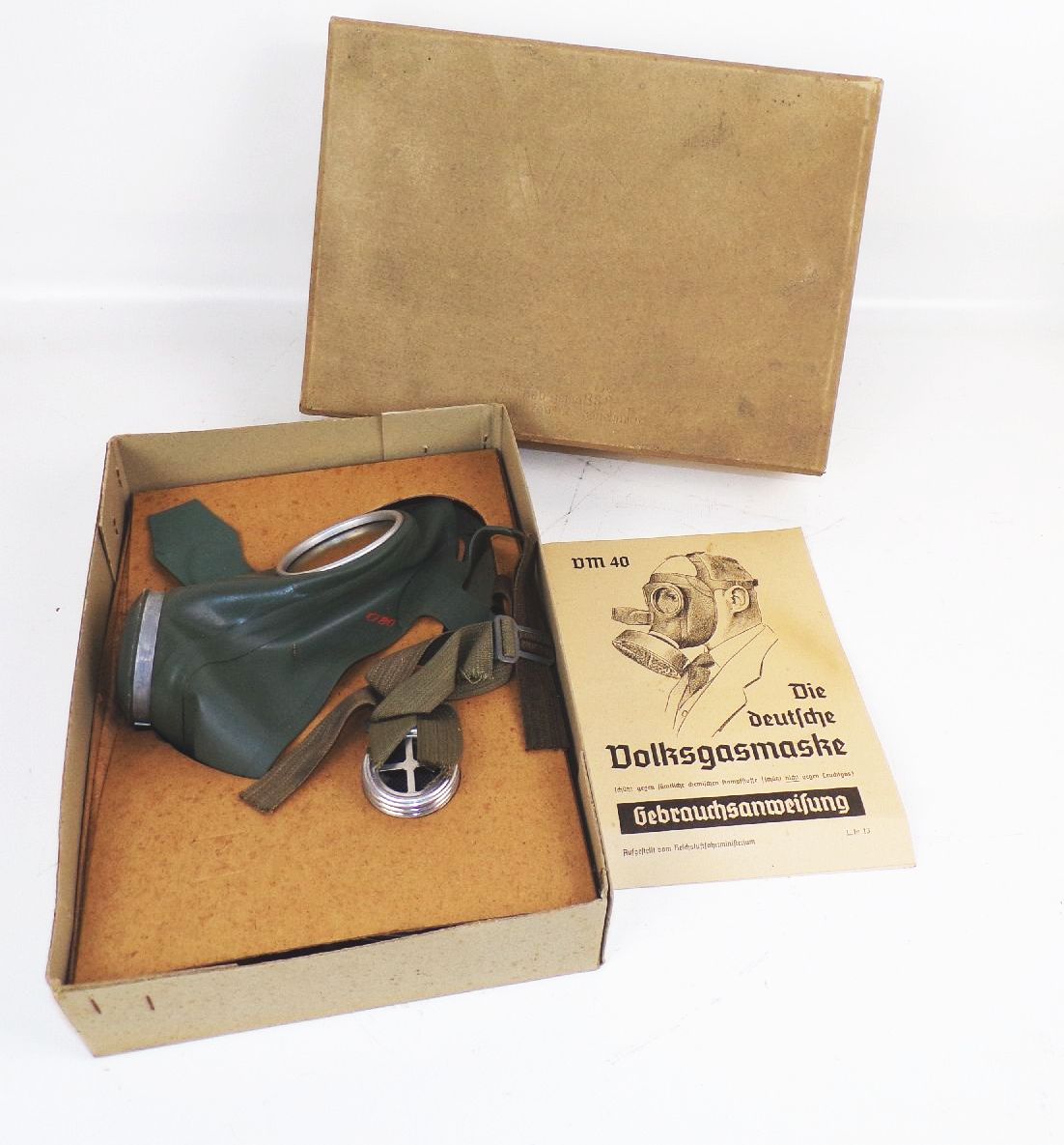 Alte Gasmaske 2 Wk Luftschutz Volksgasmaske G80 unbenutzt Originalkarton 