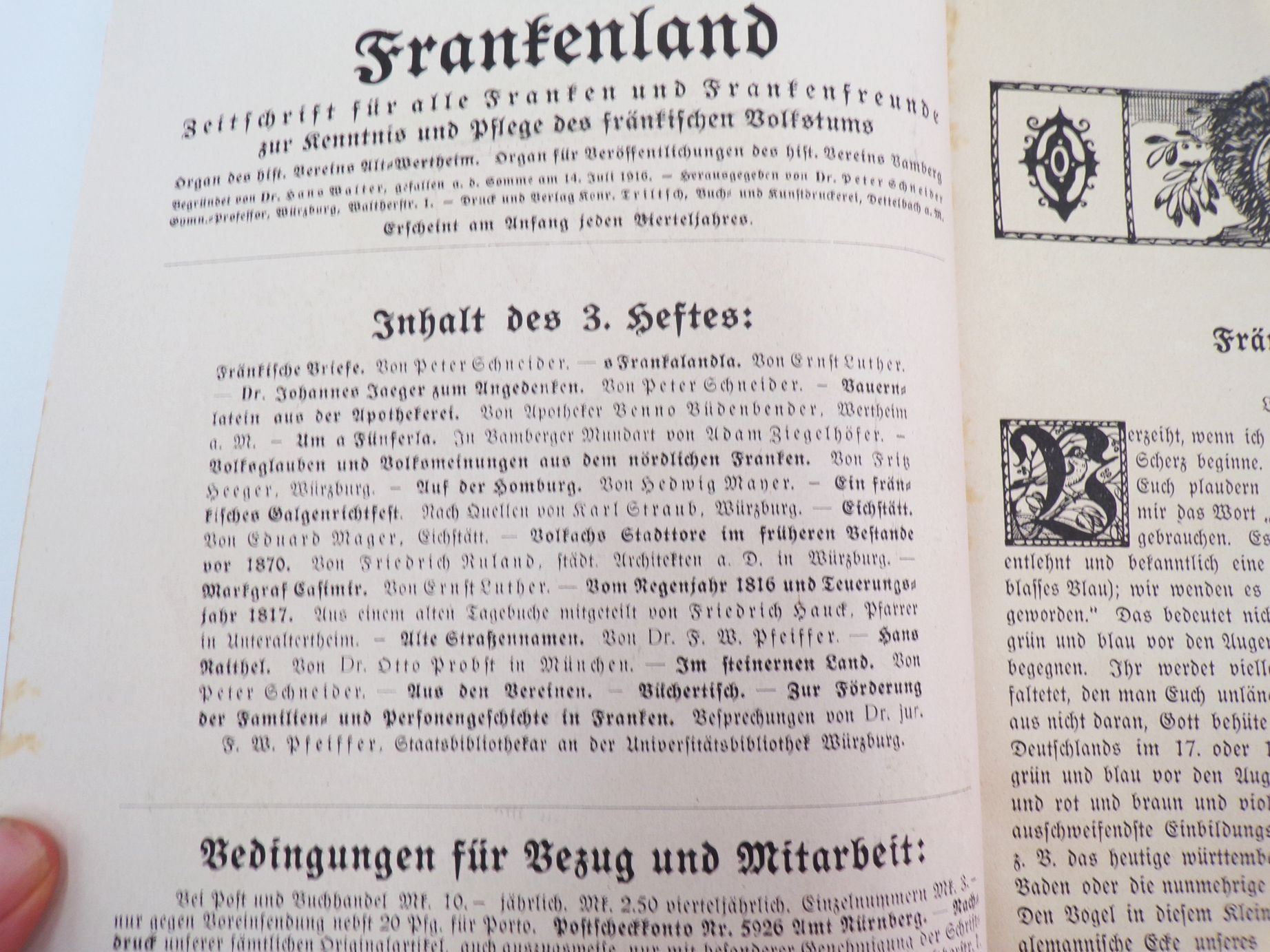 Frankenland Illustrierte Zeitschrift für alle Franken und Frankenfreunde 1914 bis 1921